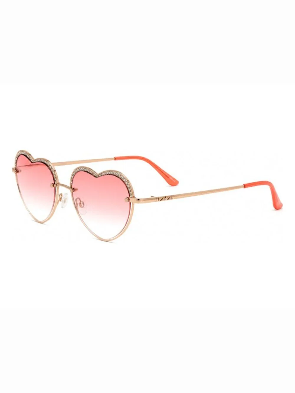 BEBE BBOP-1030CE-718 Women's  Light Gold Heart/Pink Gradient Lenses Sunglasses